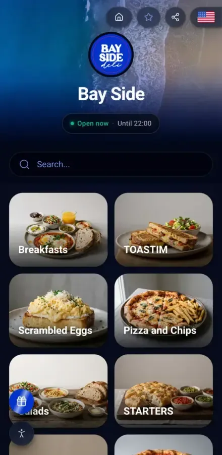 Bay Side restaurant menu in English